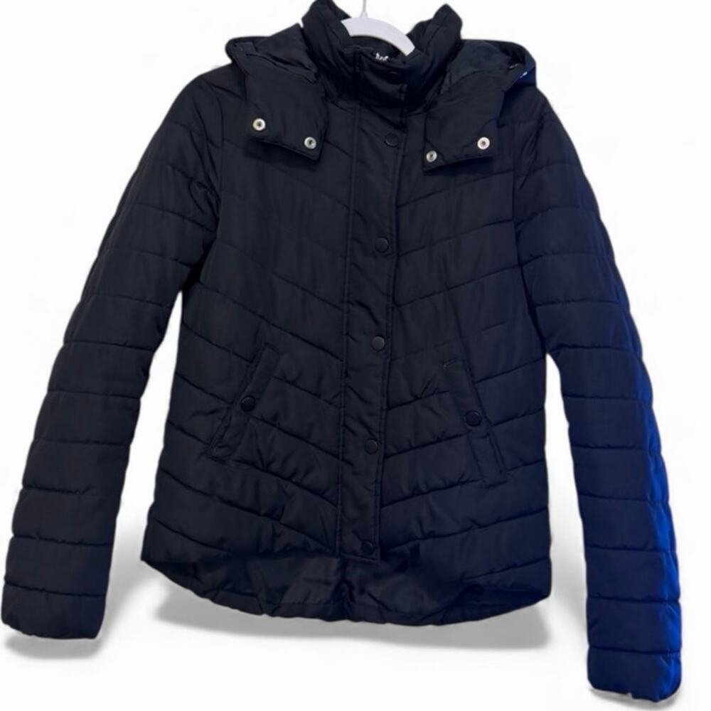L.O.G.G. Label of Graded Goods Winter Puffer Coat Womens 10 Black Zip Up Snap